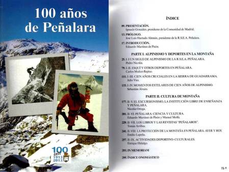 Libros Montaña:  100 años de Peñalara Portada e indice